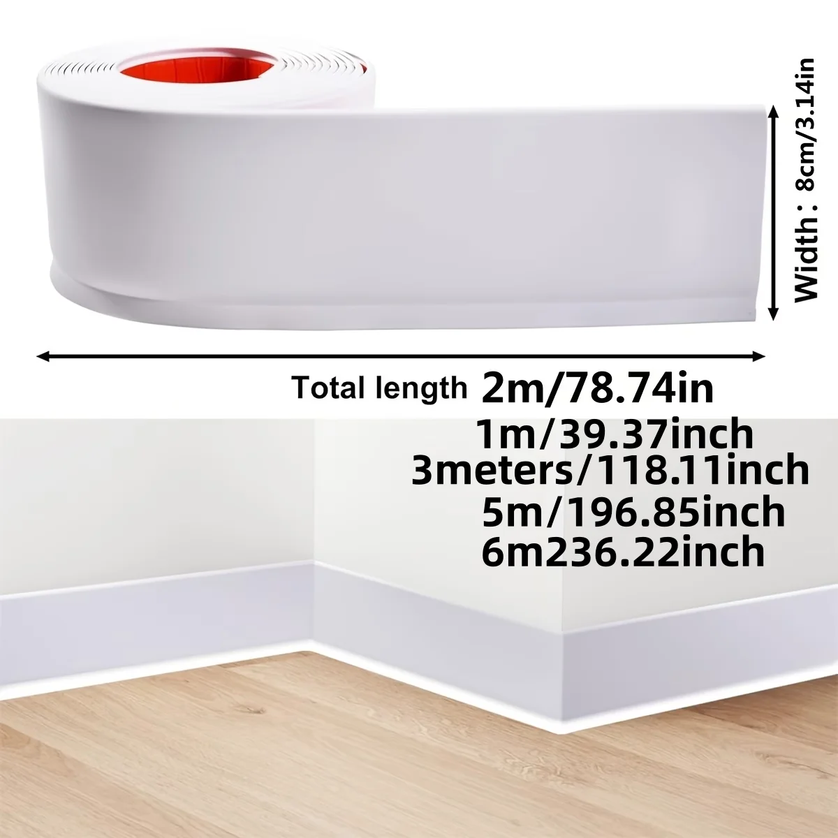 1pc Self-Adhesive PVC Skirting Board,Flexible Molded Decorative Corner Trim,Easy Install for Home Renovation & Decor Upgrade