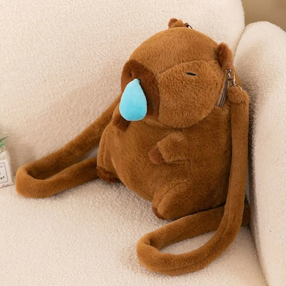 Capivara de pelúcia capivara mochila de pelúcia grande capacidade animal dos desenhos animados capivara crossbody saco moda bonito capivara saco de pelúcia casal