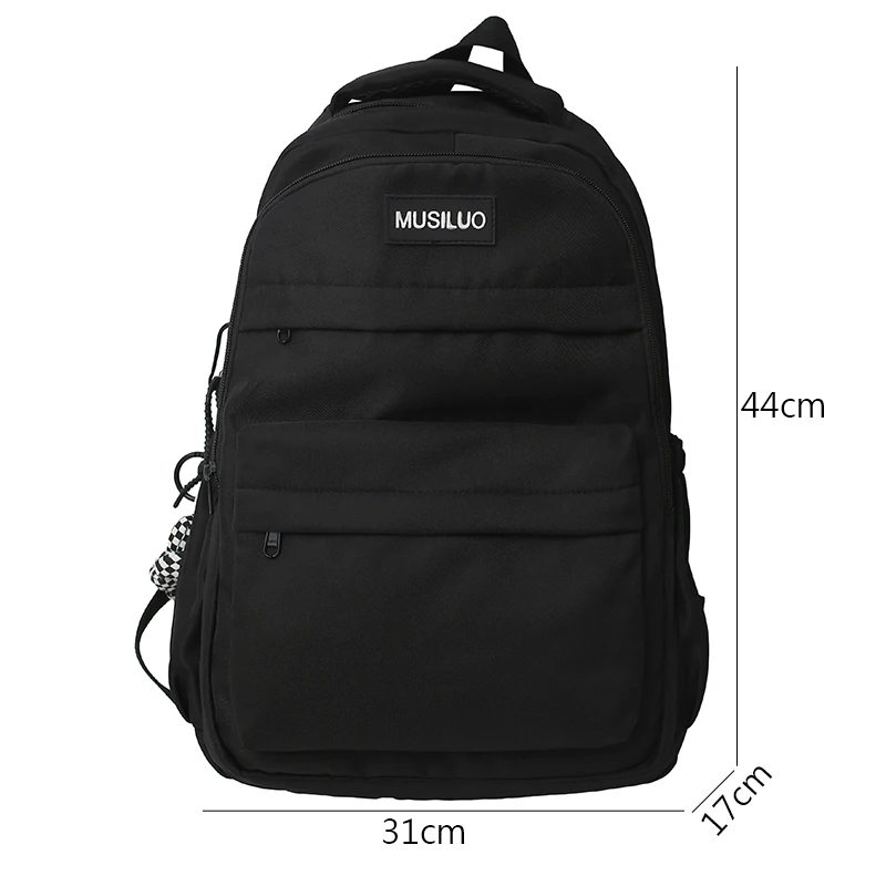 Cor sólida Preto Mochila Escolar Moda Bookbag para Mulheres Homens Cool Girl Viagem Sacos Estudantis Feminino Mochilas Laptop Moda