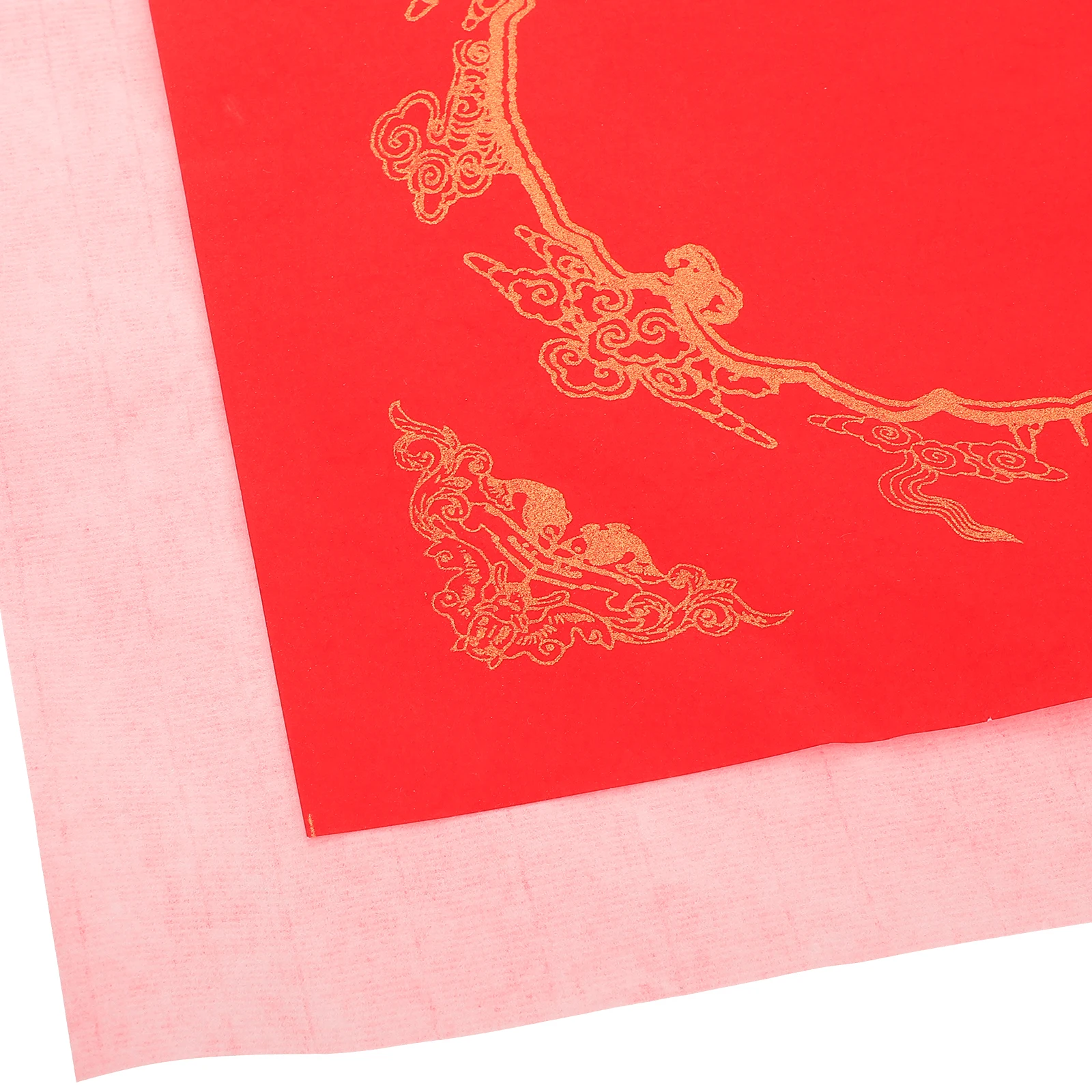 Spring Festival Red Paper Couplets Set with Gold Accents Hand Painted Fu Character for Holiday Decor Cultural Art Display
