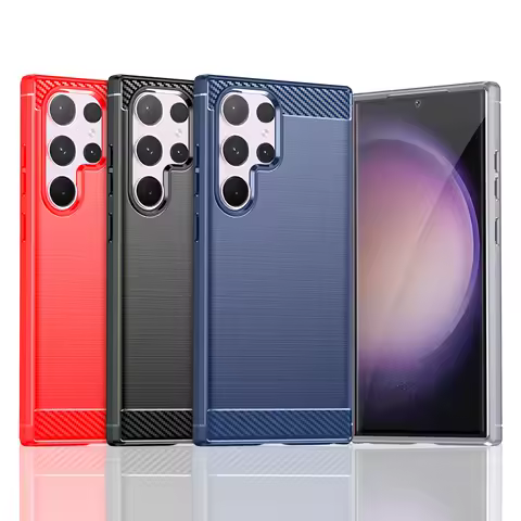 Shockproof Armor Case For Samsung Galaxy S8 S9 S10 S20 S21 S22 S23 FE S24 Ultra Carbon Fiber Silicone Soft Protect Phone Cover