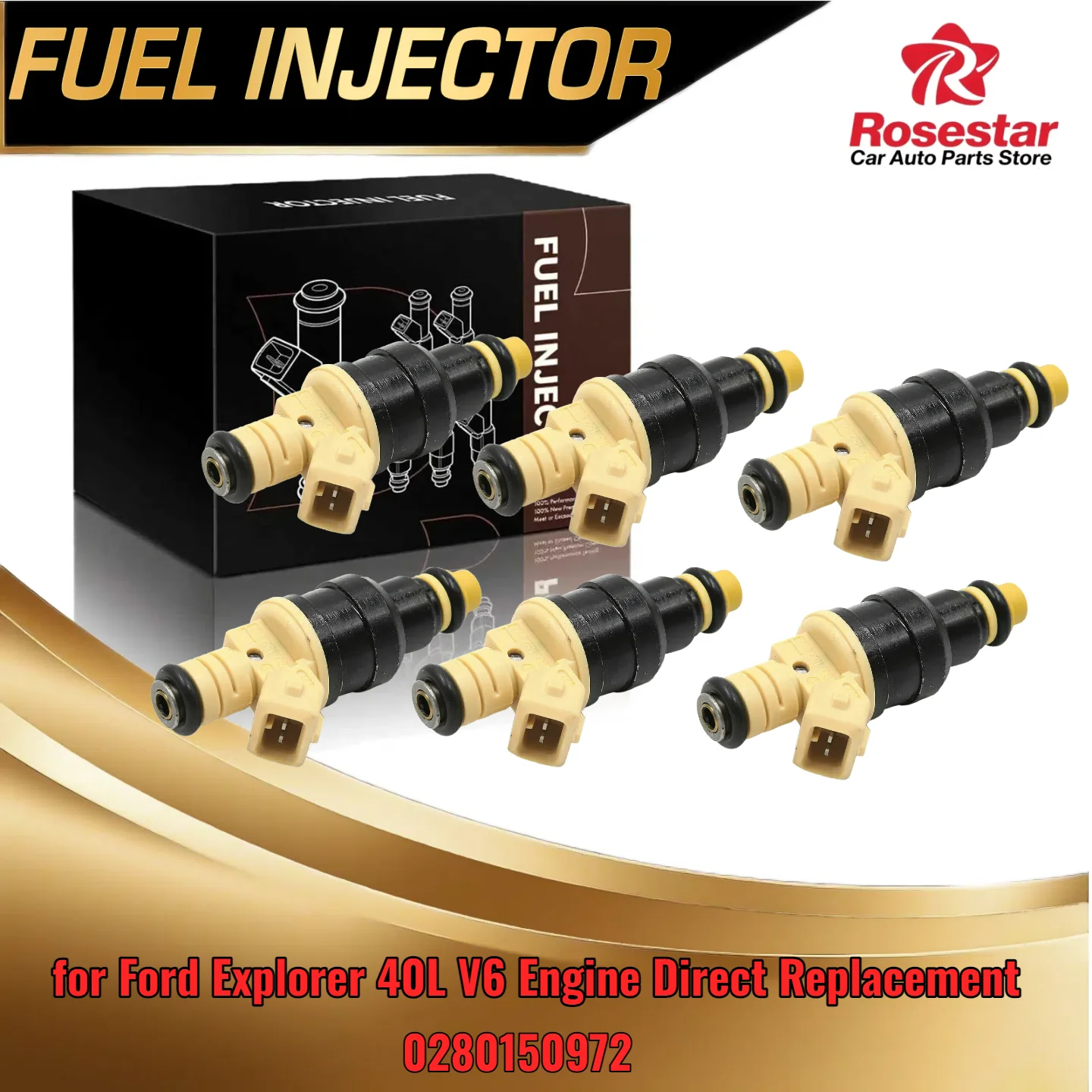 

6PC Fuel Injector Set for Ford Ranger Explorer 40L V6 Replaces OEM Part Number 0280150972