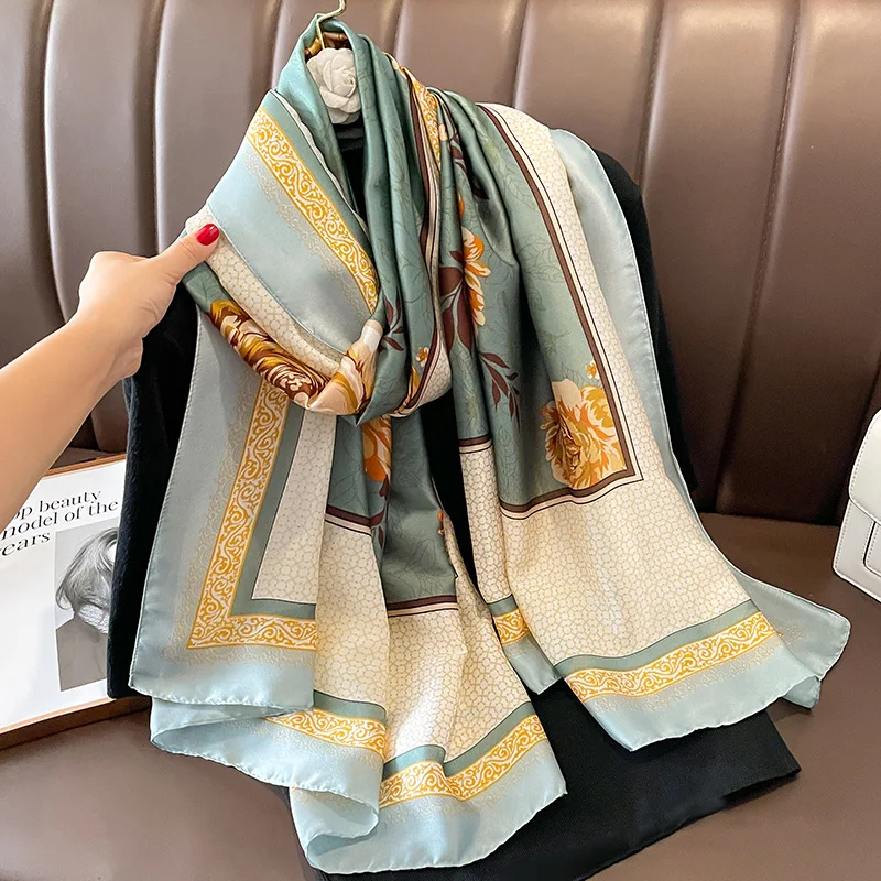 

2023 Style New Beach Bandanna Luxury Sunscreen 180X90CM Shawls Women The Four Seasons Scarves Popular Design Square Silk Scarf