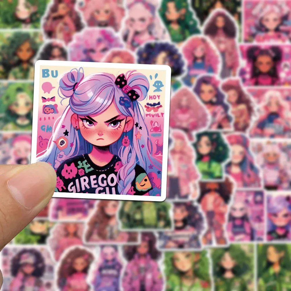 

10/30/50pcs Cute Pop Dopamine Anime Girl Stickers INS Style Pink Cartoon Sticker Water Bottle Luggage Phone Decals for Kids Toy
