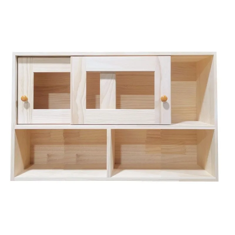 Kitchen small hanging cabinets, wall cabinets sliding doors pine solid wood glass door lockers