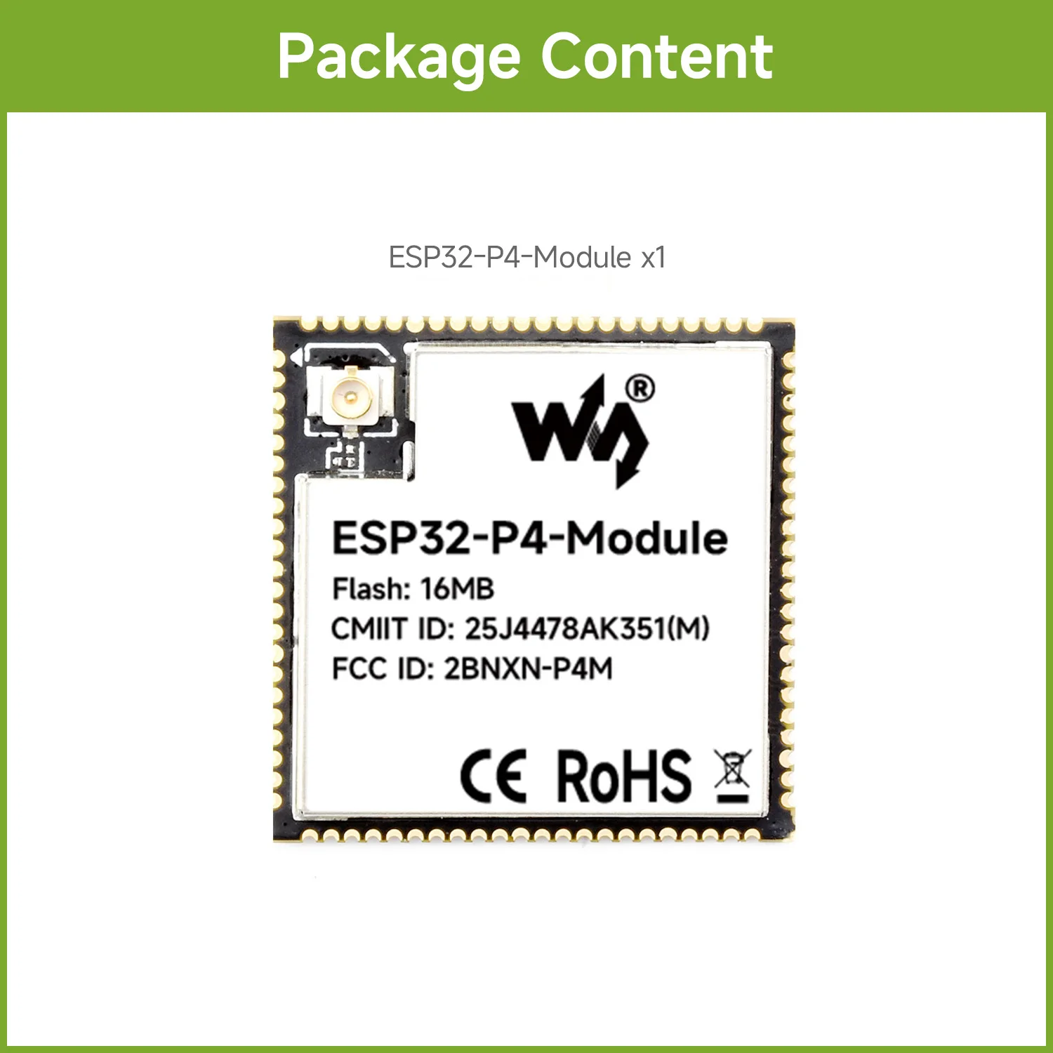 Picture 7: Waveshare ESP32-P4-Module Core Board, Supports 2.4GHz Wi-Fi And Bluetooth 5.3 Based On ESP32-P4 And ESP32-C6 Dual-Chip Design