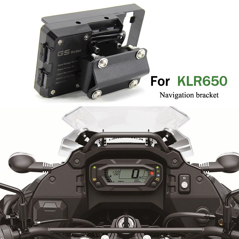 

Motorcycle Navigation Bracket Mobile Phone Holder Black Kit Accessories For KAWASAKI KLR650 KLR KLR 650 2022