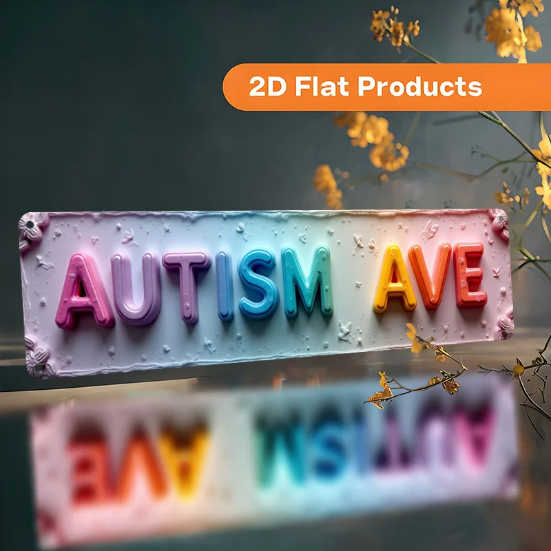 2D Flat, 2D Flat Vintage Autism Awareness Street Sign - 4x16 Inch Aluminum Wall Hanging, Colorful 