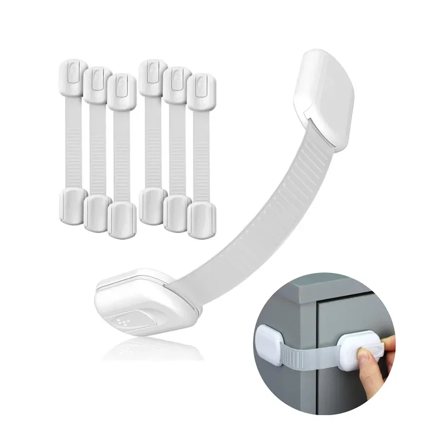 Factory Supply Child Safety Latches 6 Pack Cabinet Locks Baby Proofing Strap Lock Fridge Lock