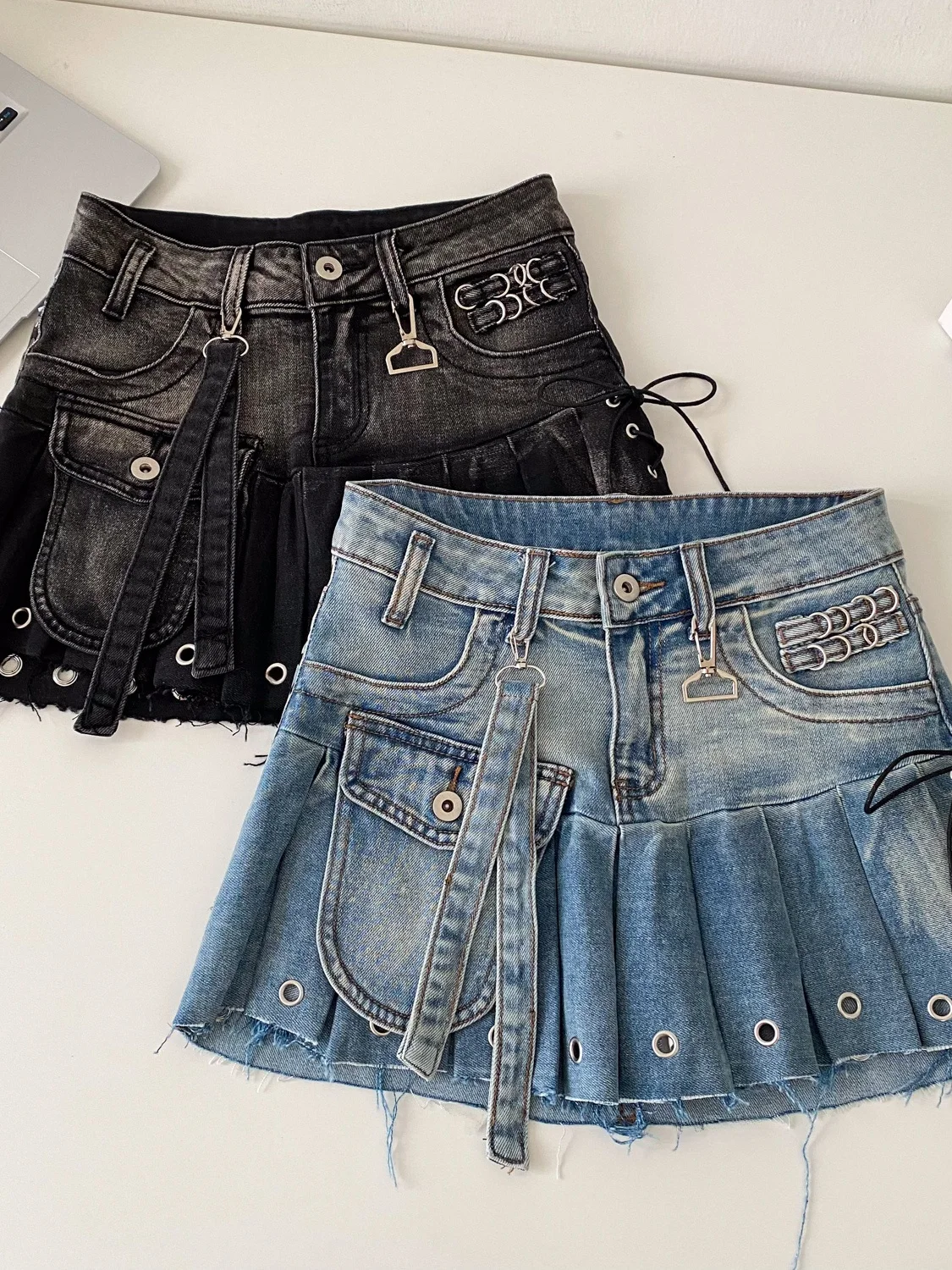 

American Design High Waist Slimming Denim A-Line Skirt for Women Summer Versatile Patchwork Skirts City Commute