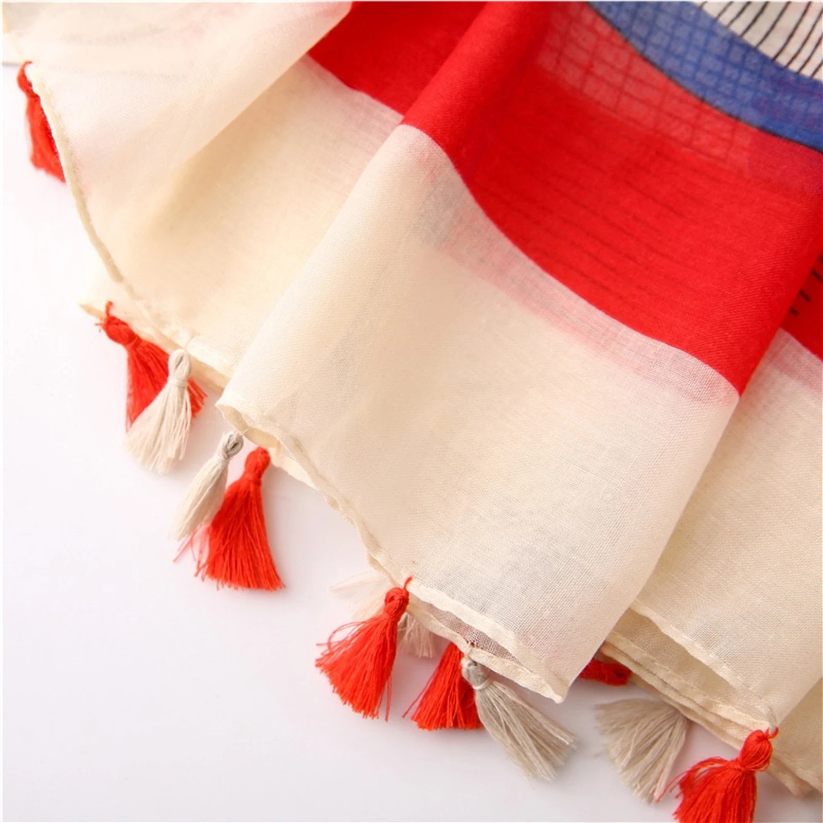 180 * 90cm Bandanna Muslim headscarf outdoor cotton and linen scarf the four seasons warm tassel shawl popular print beach towel