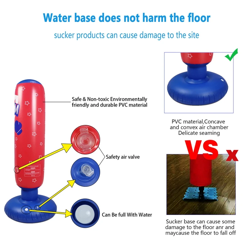كيس تثقيب قابل للنفخ للأطفال والكبار ، حقيبة ملاكمة ثقيلة ، تمرين كاراتيه ، عمود تدريب التايكوندو ، لعبة ملاكمة للأطفال