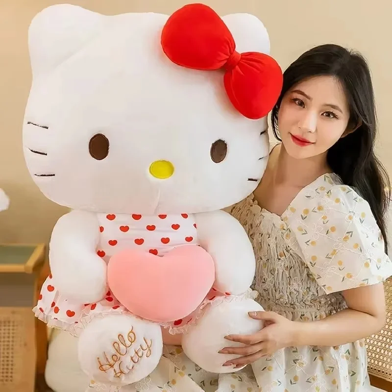 New Sanrio Cartoon Anime Gauze Dress Hello Kitty Plush Toys Large Sleeping Pillow Kawaii Soft Stuffed Doll Cute Kid Special Gift