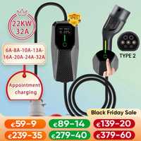 Wallbox 3.5KW 7KW 11KW 22KW Portable EV charger Type 2 3Phase 1Phase 6A-8A-10A-13A-16A-20A-24A-32A IP65 Reservation Function