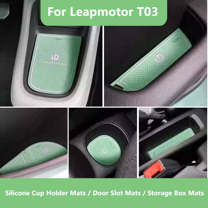 

For Leapmotor T03 2024 Car Armrest Slot Door Groove Mat Cup Storage Box Pads Auto Cushion Interior Accessories