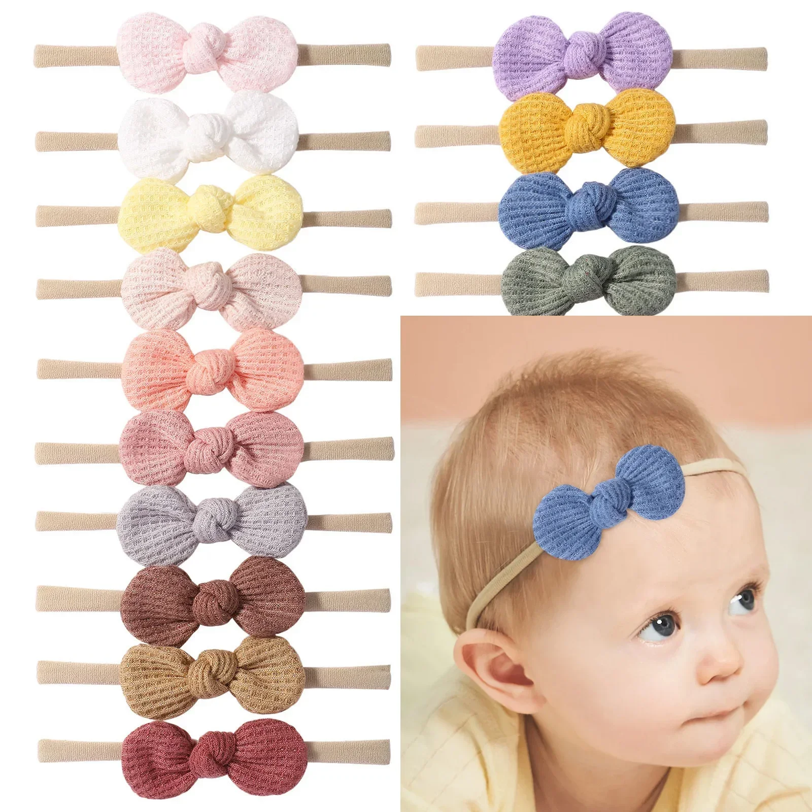 

1Piece Cute Solid Girls Headband Nylon Corduroy Bows Headbands Hairbands Children Baby Hair Bands Newborn Baby Hair Accessories