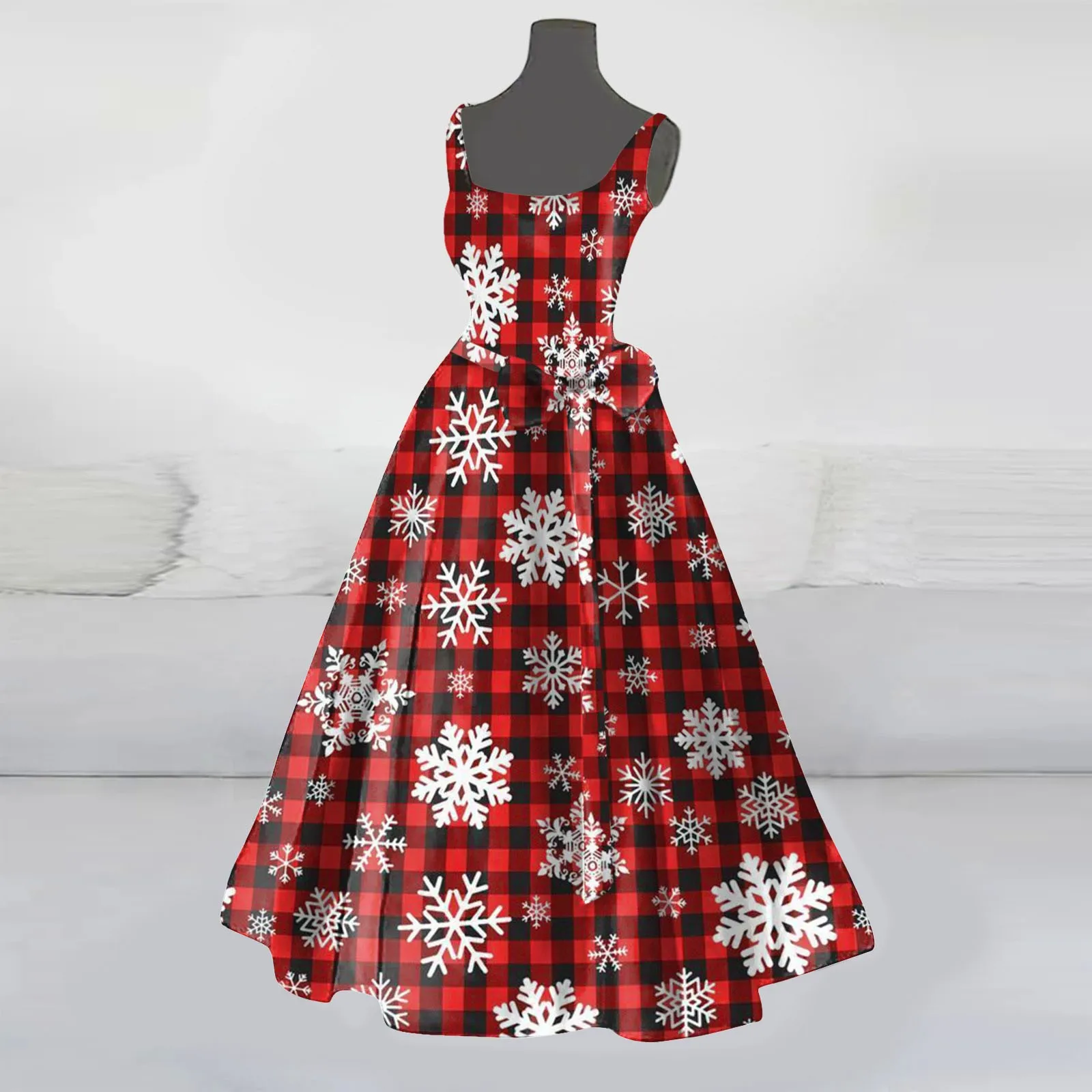 Langes Kleid mit Weihnachtsmann-Aufdruck, lässig, ärmellos, für Hochzeitsgäste, Cocktail, Urlaub, Sommer, elegantes Kleid für Damen