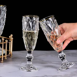 Luxurious 170ml Crystal Champagne Glasses Transparent Thickened Retro Cocktail Glass Red Wine Goblet Wedding Party Accessories