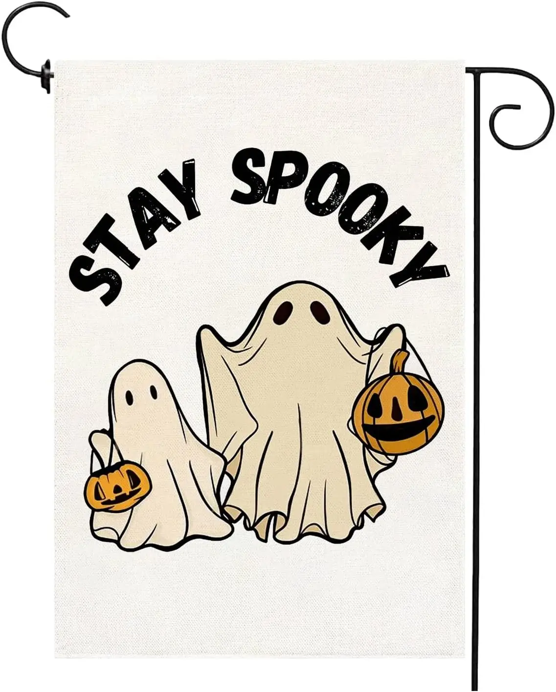 Halloween Garden Flag Stay Spooky 12x18 Inch Vertical Double Burlap Sided Funny Ghost Pumpkin Flags Outside Seasonal Holiday Yar