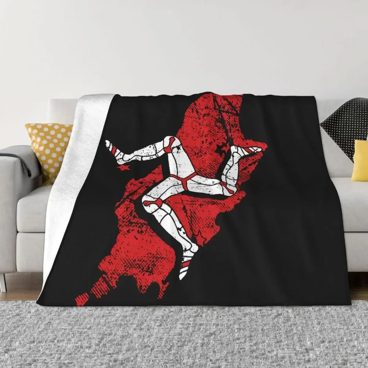 

Isle Of Man Flag Flannel Throw Blanket Races Blankets for Bedding Car Lightweight Bedding Throws