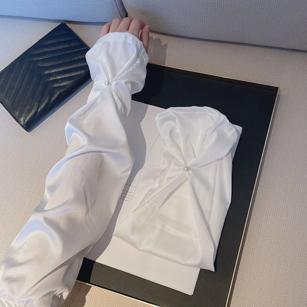 태양 보호 실크 패브릭 슬리브 진주 자외선 차단 통기성 긴 팔 슬리브 핸드 슬리브 얇은 원사 팔 선 스크린 커버