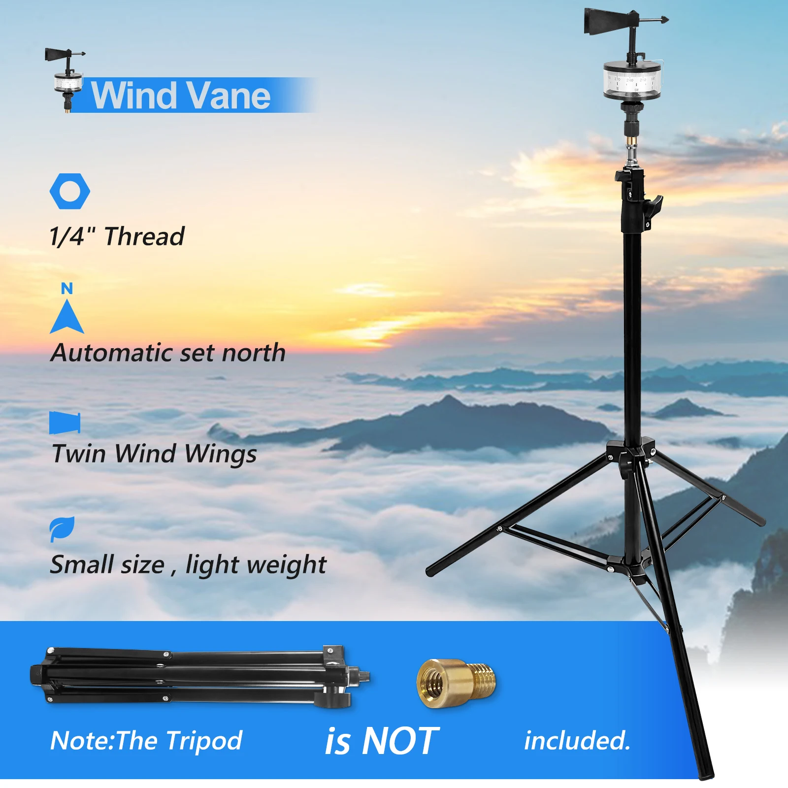 Wind Direction Sensor Campass 360 Degrees 16 Directions Using with Anemometer Data Accuracy for Sailing Electricity Outdoors