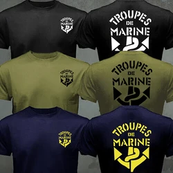 France Marine Troops French Colonial Troops T Shirt Men Marines Military Tactical Casual Mens T-Shirt Black Army Green Tee Shirt