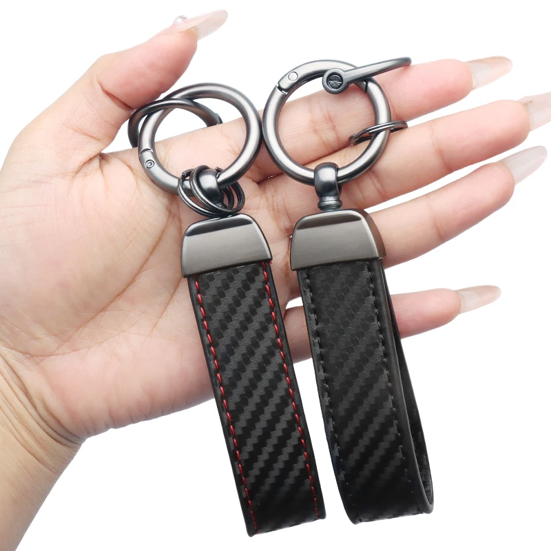 Carbon Faser Leder Zink-legierung Schlüssel Kette Mode Männer Frauen Geschenke Kreative Universal Auto Schlüssel Kette Schlüssel Ring Auto Zubehör – Detail 6