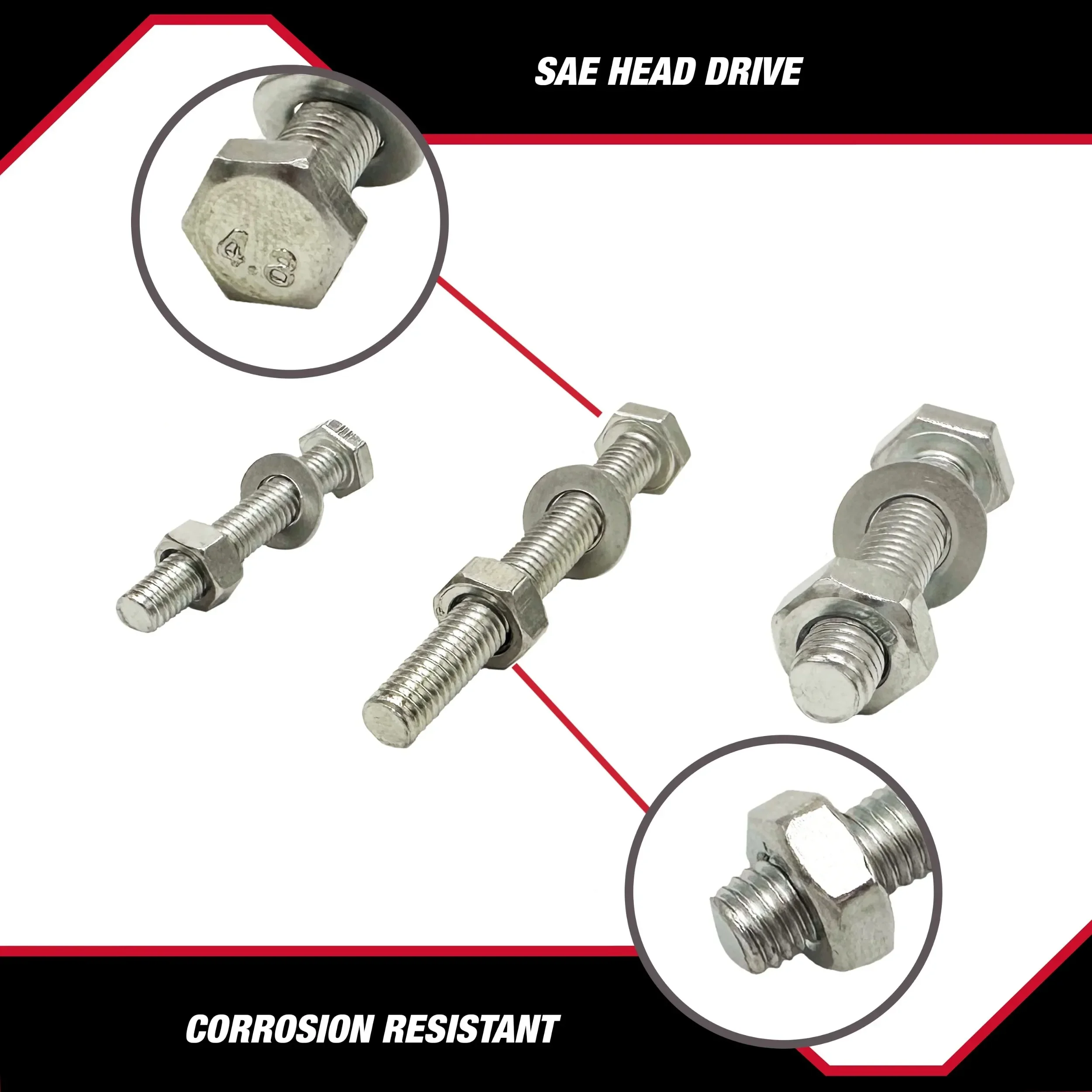 مجموعة مسامير برأس سداسية مكونة من 368 قطعة من صامولة الزين وغسالة الرأس مع حافظة وخيوط M5 وM6 وM8