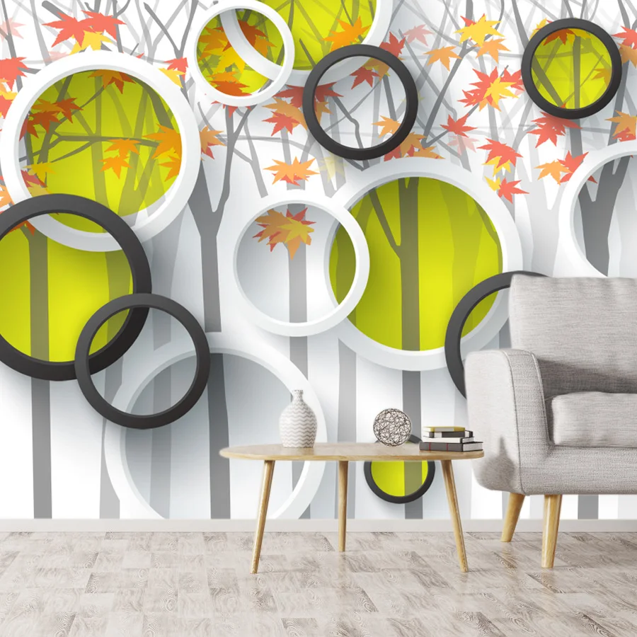 Personalizado casca e vara papel de parede para sala estar decoração casa painel renovação outono folha círculo moderno sofá tv murais