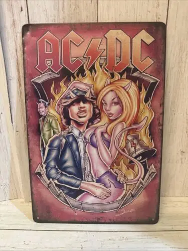 ac/dc promo Metal posters Tin Sign Concert Album Art Hells Bells Devil Fire-Aluminum-tin sign