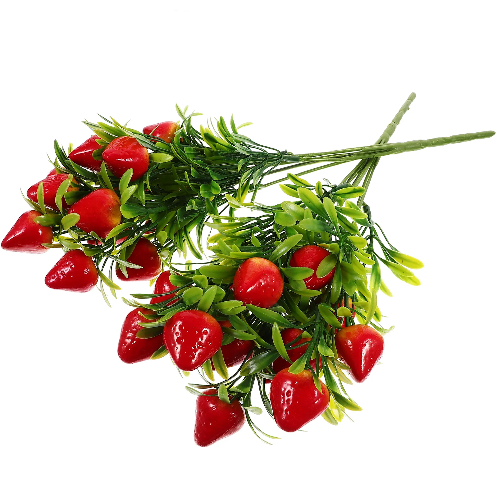 2 Pcs Fake Berries Simulated Strawberry Artificial Flower Branches Holly Leaves and for Craft