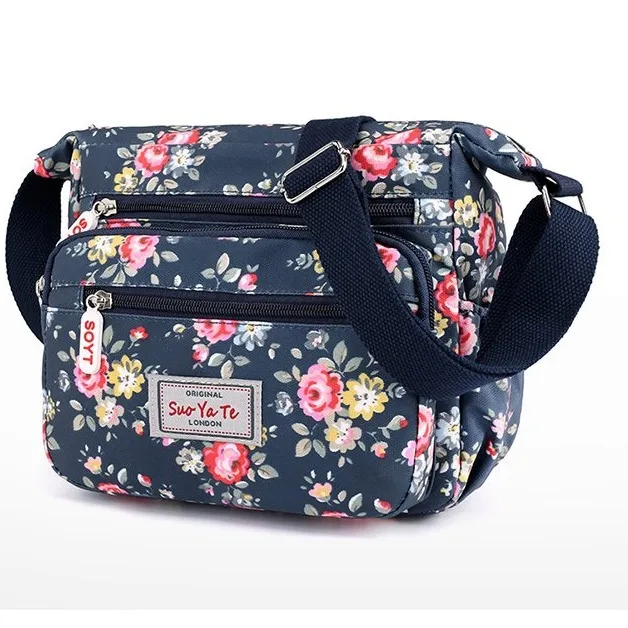 2024 Nowa nylonowa damska torba na ramię z zamkiem błyskawicznym Bandolera Mujer z nadrukiem Flower Girl Student Phone Shoulder Bag — zdjęcie 6