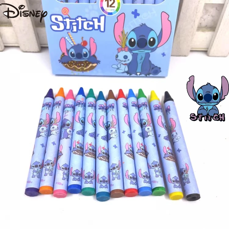 

12pcs Disney Lilo and Stitch Crayons Diy Painting Pens Kawaii Stationery Cute Anime School Supplies Creativity Funny Toys Gifts
