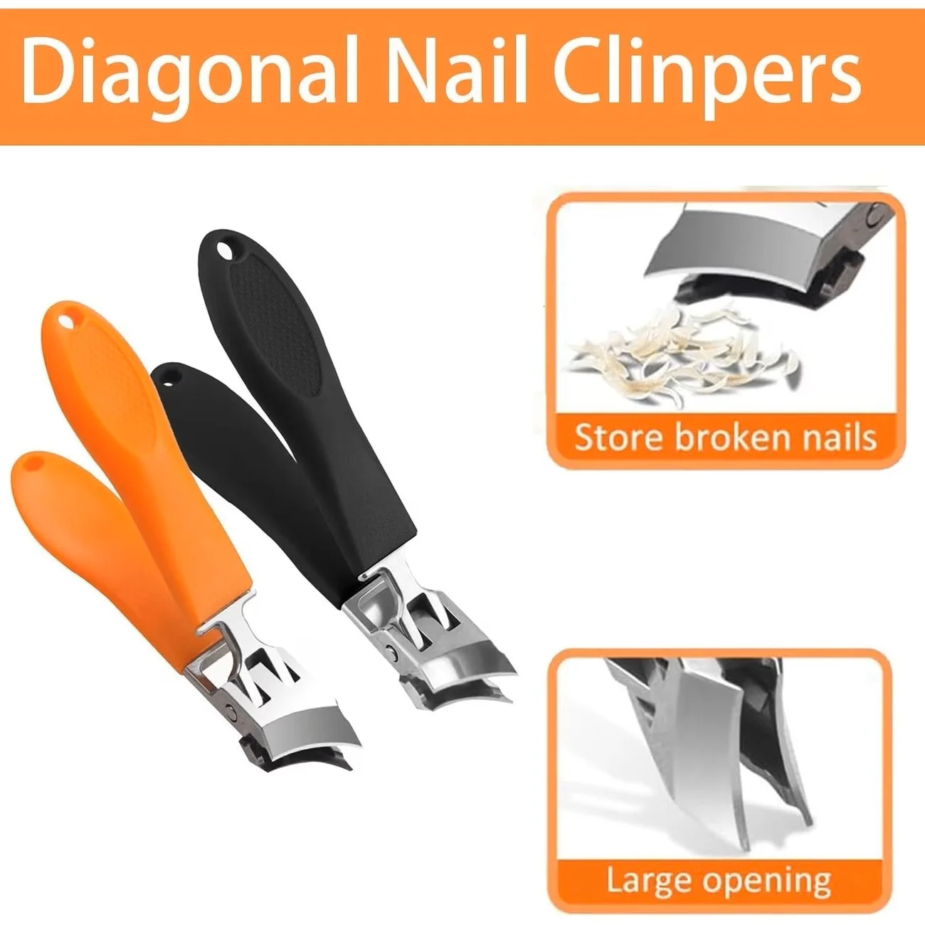 

Кусачки для ногтей со скошенными лезвиями - широкие, с защитой от разлетающихся обрезков, с длинной ручкой, для толстых ногтей на ногах