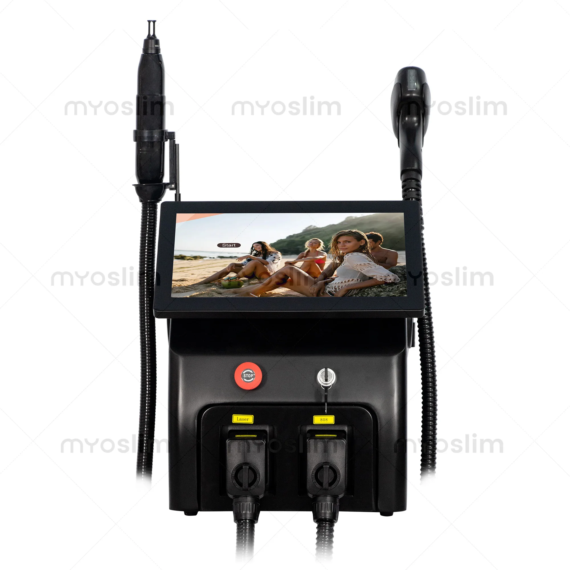 เครื่องกำจัดขนด้วยเลเซอร์ 2 in 1 โซปราโน ไทเทเนียม ไอซ์ แพลตตินัม ไดโอด 755 808 1064 นาโนเมตร 3 ความยาวคลื่น Nd:YAG กำจัดขนแบบไม่เจ็บ