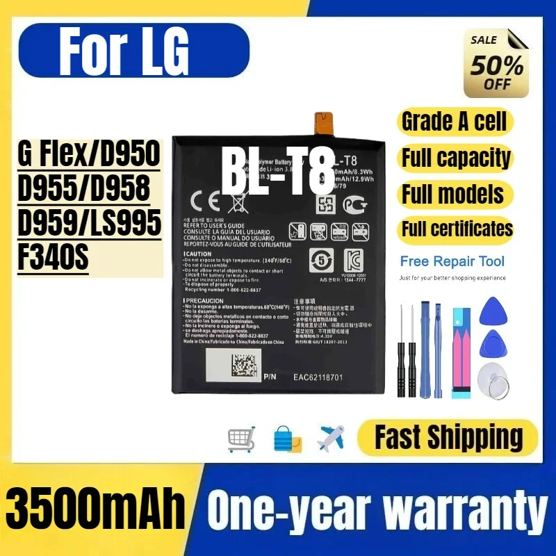 BL-T8 for LG G Flex/D950/D955/D958/D959/LS995/F340S Mobile Phone Battery High Quality Replacement Bateria Grade A Cell with Tool