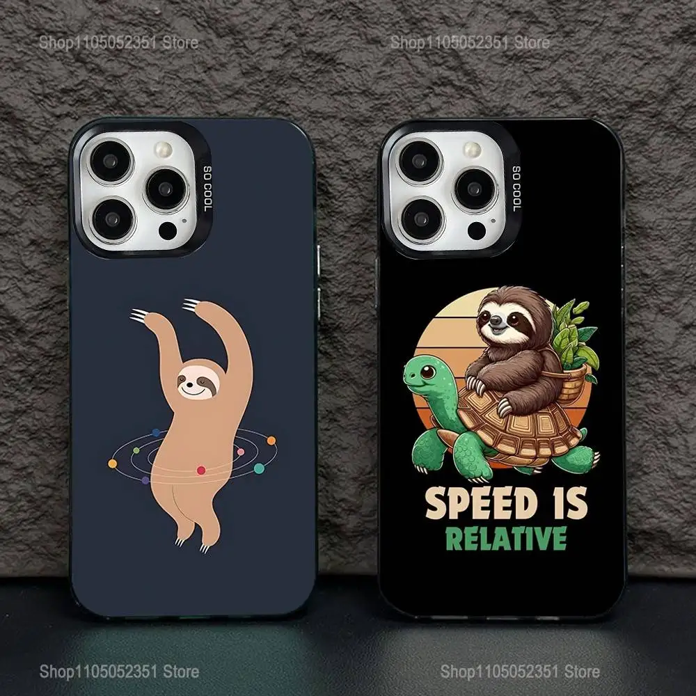 

Cute Animal Sloth Phone Case For iPhone 16,15,14,13,12,11,Pro,XS,Max,Plus,Mini,SE Black Candy Matte Shockproof Cover