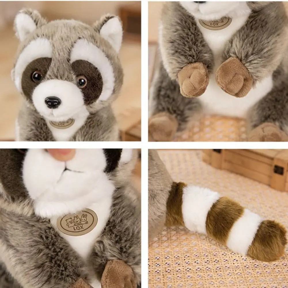 Oreiller de couchage en peluche, Simulation de raton laveur, jouet en peluche, petit raton laveur PP, poupées en peluche en coton, joli décor de maison moelleux