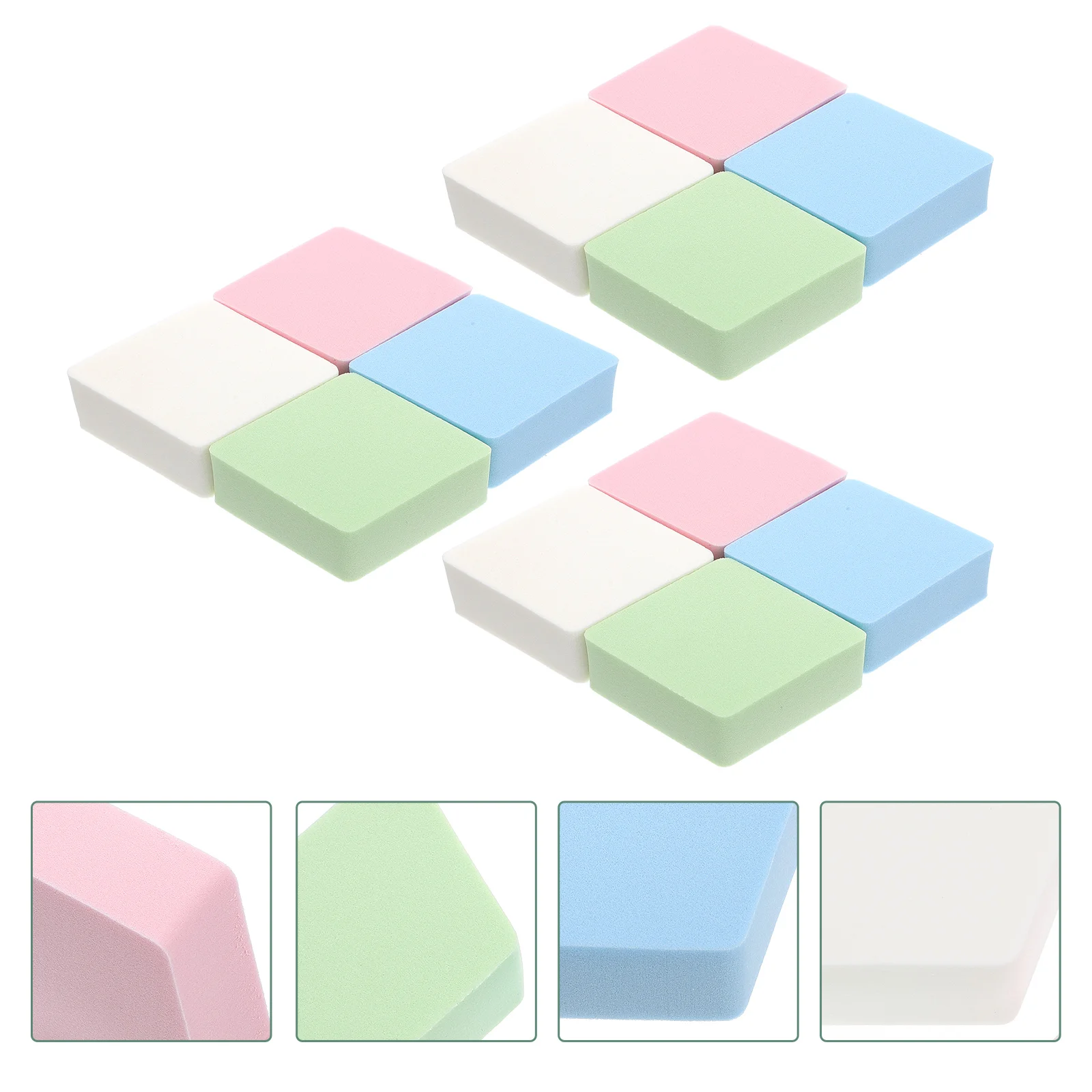 

12pcs Makeup Puff Multifunctional Rhombic Face Powder Pad Hydrophilic Sponges Household Salon Use