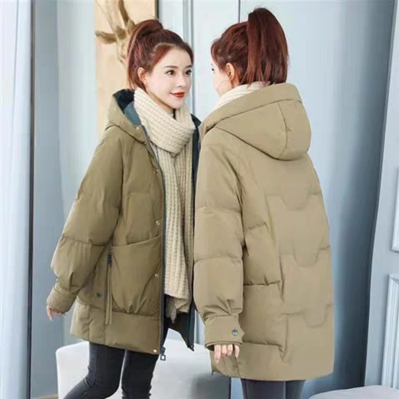 

New style 2023 women's parka coat fashion basic cotton down jacket winter fashion soft and thick leisure hoodie women's jacket l