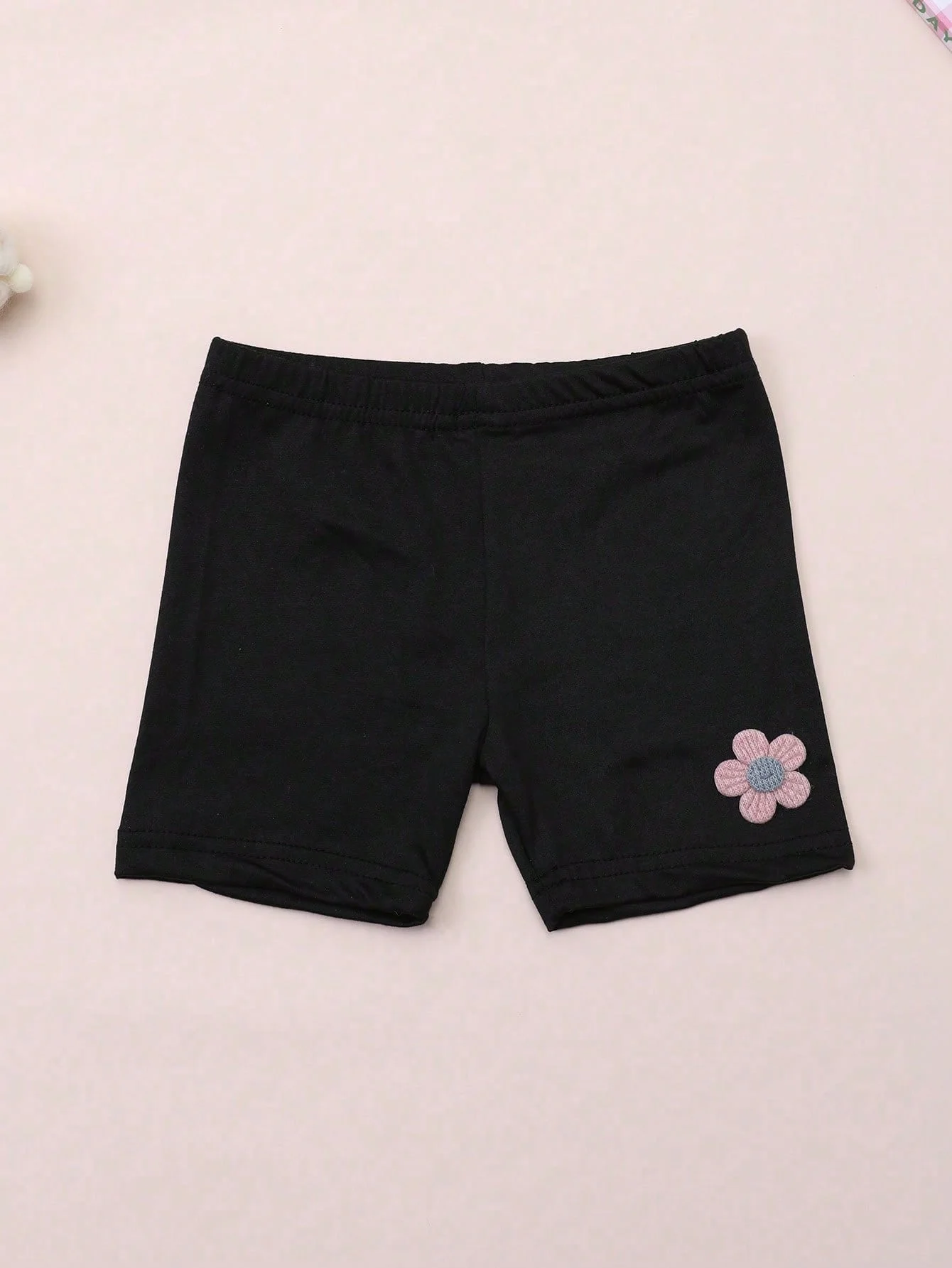 4 Stück Sommer-Leggings mit kleinem Blumenmuster und geradem Bein für Kinder, Sicherheitsshorts für Mädchen, Leggings für Kinder im Alter von 2–12 Jahren, für den täglichen Gebrauch – Detail 9