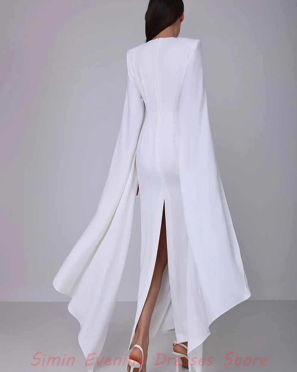 Simin O-Neck Straight Crepe Simple Elegant Long-Sleeve Ankle-Length robes de soirée Saudi Arab Suknie wieczorowe dla kobiet 2024