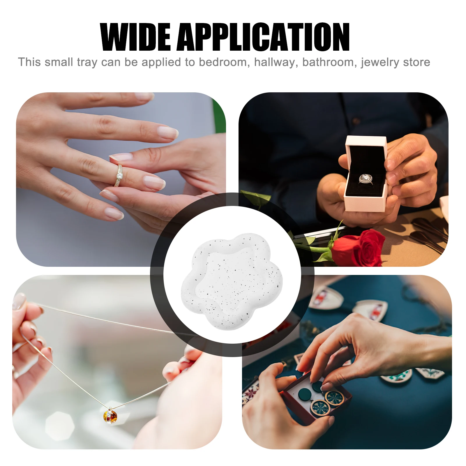 

Gypsum Jewelry Tray Decorative Ring Dish Trinket Vanity Holder ganizer White Flower Storage Solution for Perfume Lipstick