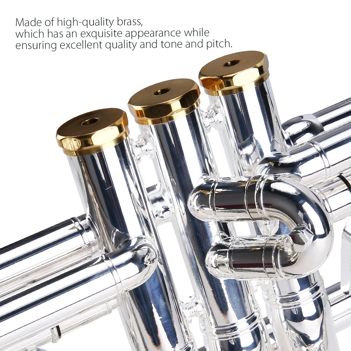 Prefessional Bb Trumpet Brass Material Silver-Plated Surface Beautiful Shell Buttons Wind Instrument with 5C Mouthpiece