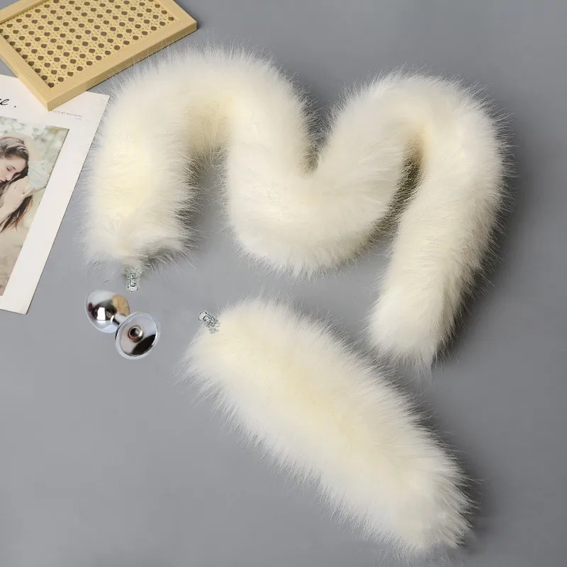 Artificial Fur Fox Tail Cosplay Anal Sex Toys with Detachable Smooth Touch Metal Butt Plug for Couple Adult Supplies Sex Shop