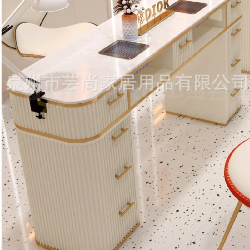 French Design Nail Table Light Luxury Special Popular Manicure Table Modern Accent Cream Salon Furniture Nageltisch XYMJZ