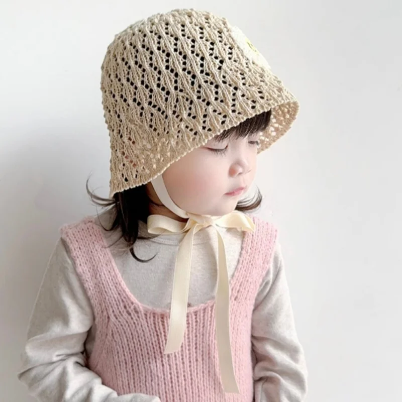 1-7Y Newborn Baby Girls Boys Kids Lace Trap Hats Princess Summer Bucket Straw Sun Hat Cap