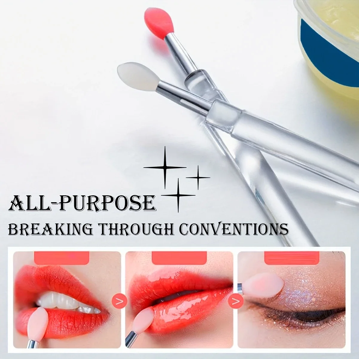 1/3/10pcs Portable Silicone Lip Brush with Cover Soft Multifunction Lip Balm Applicator Lipstick Lipgloss Makeup Brush Reusable