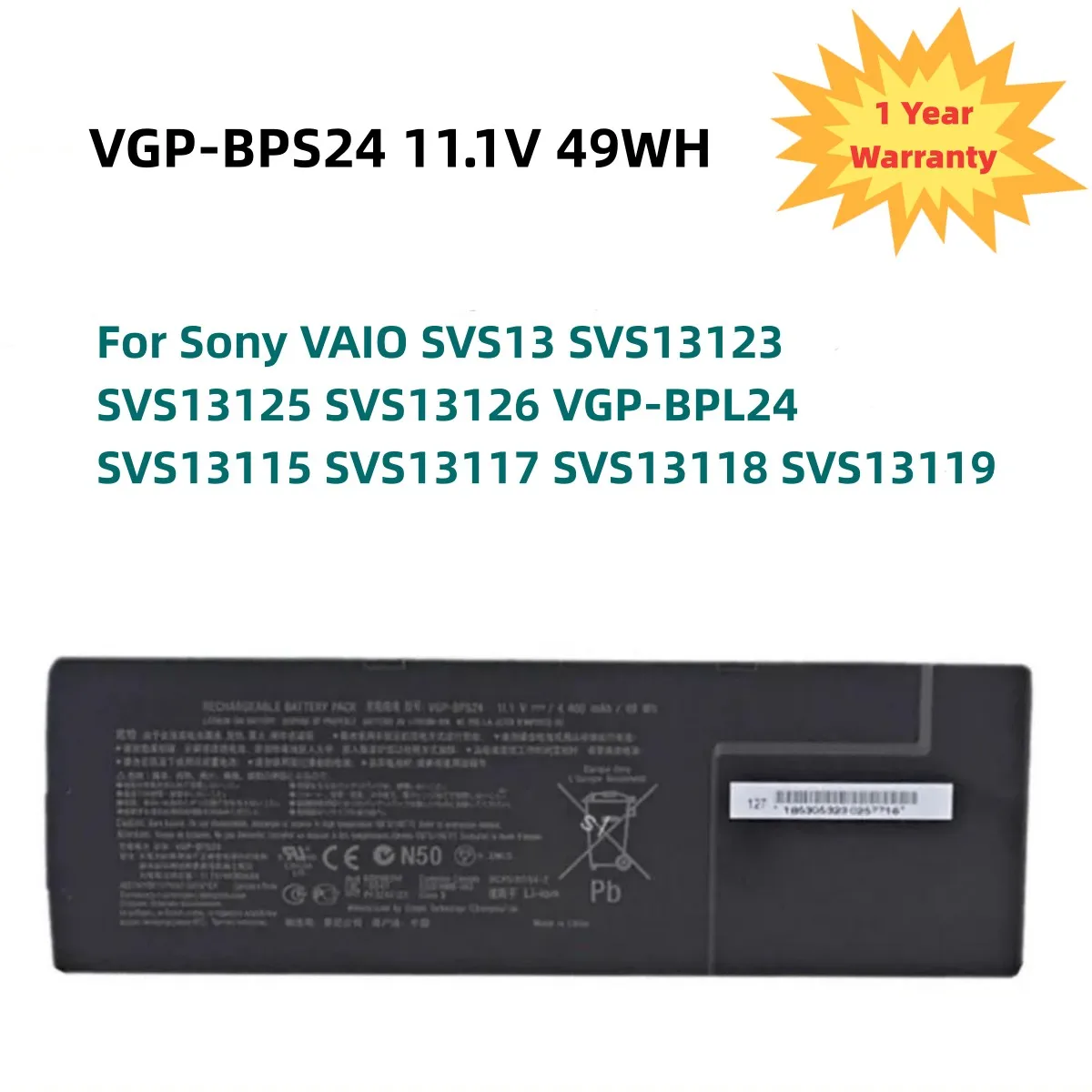 bateria do portatil para sony vaio vgp bps24 svs13 svs13123 svs13125 svs13126 vgp bpl24 svs13115 svs13117 svs13118 svs13119 111v 49wh 01